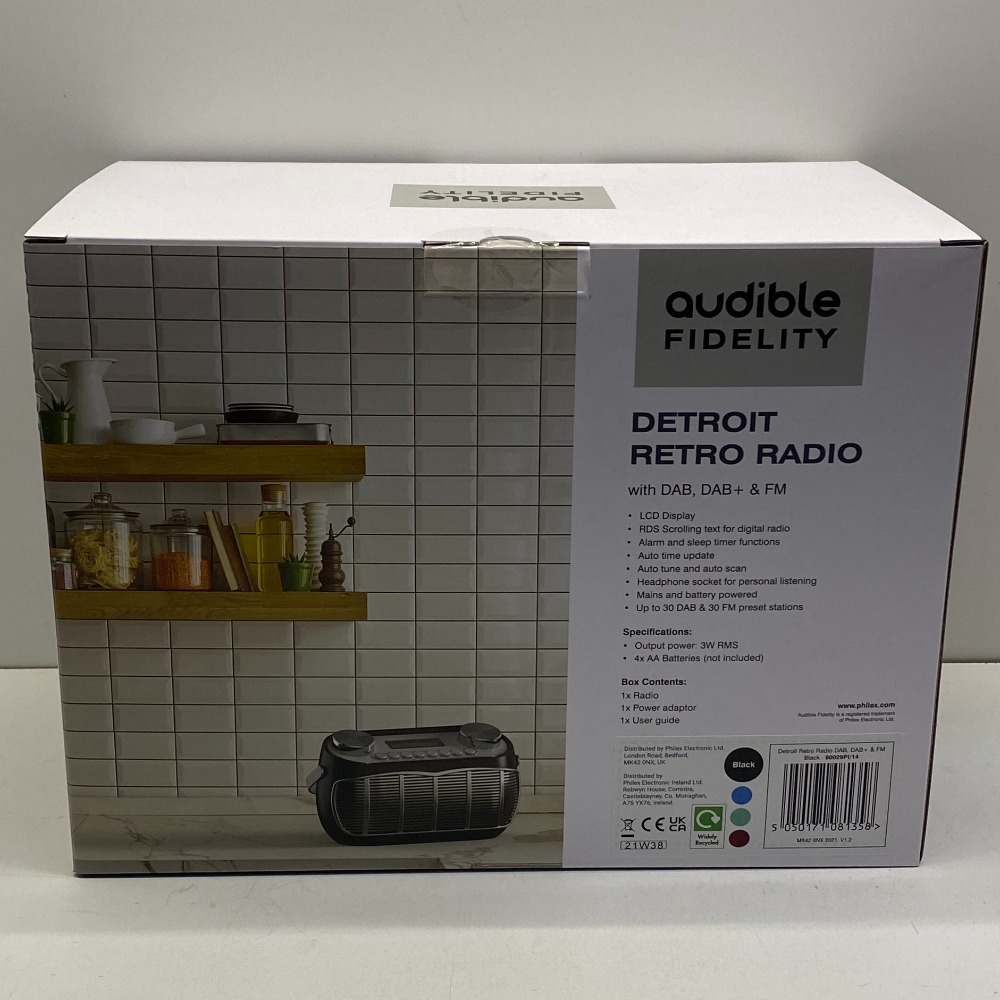 Audible Fidelity Detroit Retro Radio with DAB, DAB+ & FM in Black